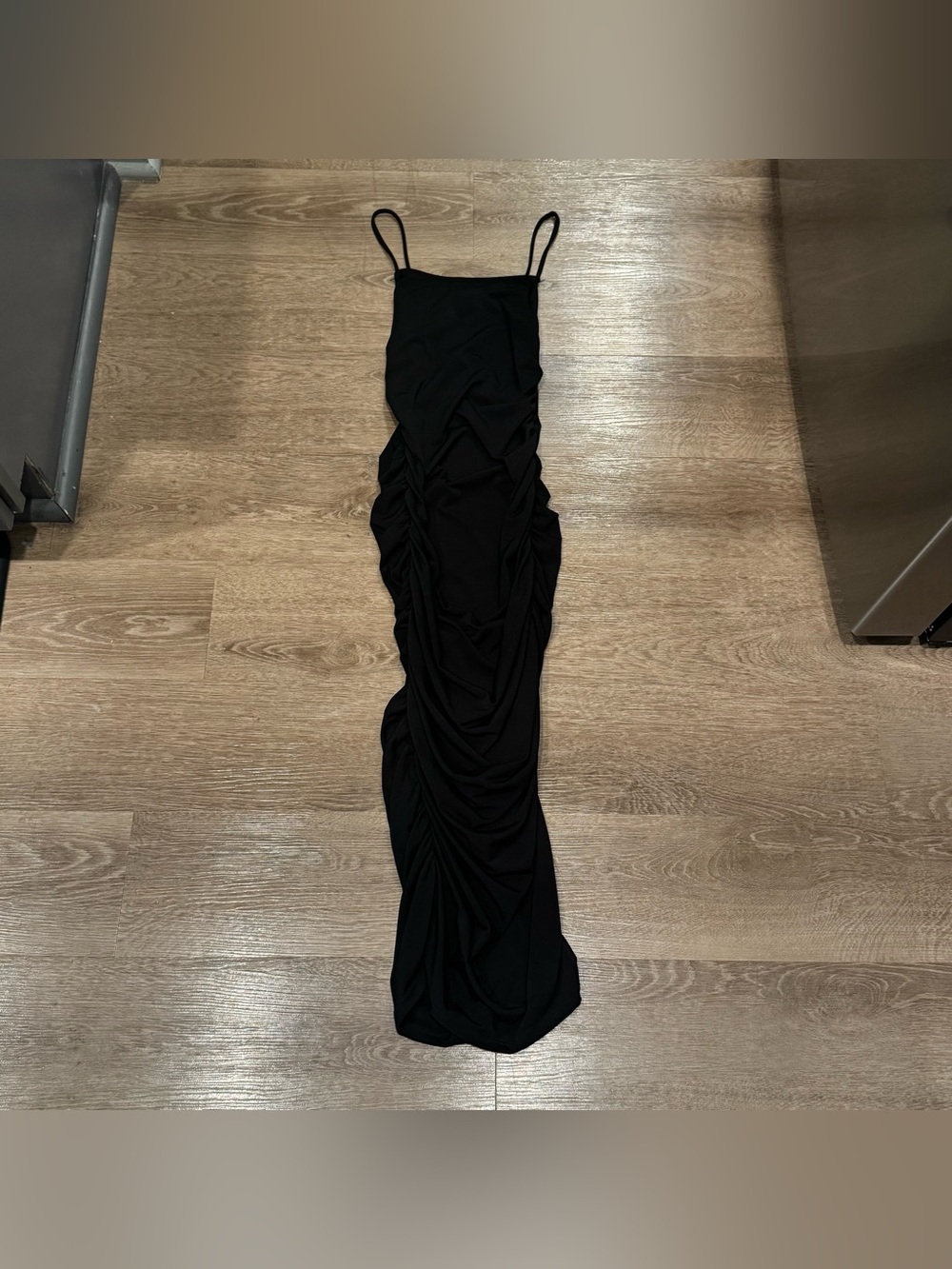 Rue21 Black Ruched Spaghetti Strap Maxi Dress
